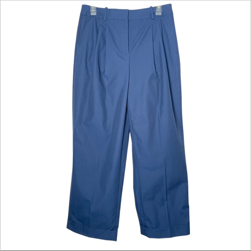NWT J.Crew Collection Womens 8 Navy Blue 100% Cotton Wide Leg Trousers Pants